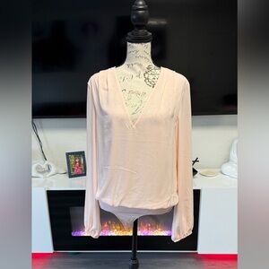 Guess Lace V-Neck Long Sleeve Peach Bodysuit